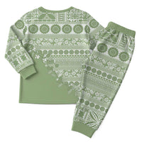 Fiji Marau na Kerisimasi Christmas Pajama Set Sage Green Tagimoucia Tapa Masi Tribal - Polynesian Pride