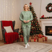 Fiji Marau na Kerisimasi Christmas Pajama Set Sage Green Tagimoucia Tapa Masi Tribal - Polynesian Pride
