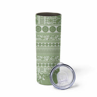 Fiji Marau na Kerisimasi Skinny Tumbler Sage Green Tagimoucia Tapa Masi Tribal - Polynesian Pride