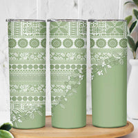 Fiji Marau na Kerisimasi Skinny Tumbler Sage Green Tagimoucia Tapa Masi Tribal - Polynesian Pride