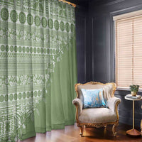 Fiji Marau na Kerisimasi Window Curtain Sage Green Tagimoucia Tapa Masi Tribal - Polynesian Pride