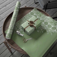 Fiji Marau na Kerisimasi Wrapping Paper Sage Green Tagimoucia Tapa Masi Tribal - Polynesian Pride