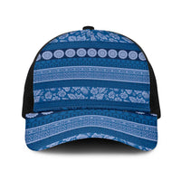 Fiji Marau na Kerisimasi Baseball Net Cap Blue Tapa Masi Inspired Christmas LT9 One Size Black Blue - Polynesian Pride