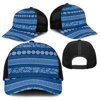 Fiji Marau na Kerisimasi Baseball Net Cap Blue Tapa Masi Inspired Christmas LT9 - Polynesian Pride