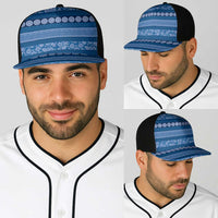 Fiji Marau na Kerisimasi Baseball Net Cap Blue Tapa Masi Inspired Christmas LT9 - Polynesian Pride