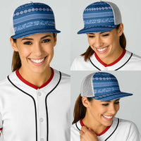 Fiji Marau na Kerisimasi Baseball Net Cap Blue Tapa Masi Inspired Christmas - Polynesian Pride