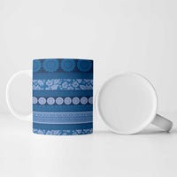 Fiji Marau na Kerisimasi Ceramic Mug Blue Tapa Masi Inspired Christmas - Polynesian Pride