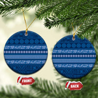 Fiji Marau na Kerisimasi Ceramic Ornament Blue Tapa Masi Inspired Christmas - Polynesian Pride