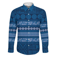 Fiji Marau na Kerisimasi Family Matching Off Shoulder Short Dress and Hawaiian Shirt Blue Tapa Masi Inspired Christmas - Polynesian Pride