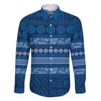Fiji Marau na Kerisimasi Family Matching Short Sleeve Bodycon Dress and Hawaiian Shirt Blue Tapa Masi Inspired Christmas - Polynesian Pride