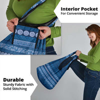 Fiji Marau na Kerisimasi Grocery Bag Blue Tapa Masi Inspired Christmas - Polynesian Pride