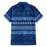 Fiji Marau na Kerisimasi Hawaiian Shirt Blue Tapa Masi Inspired Christmas LT9 - Polynesian Pride