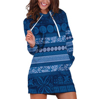 Fiji Marau na Kerisimasi Hoodie Dress Blue Tapa Masi Inspired Christmas - Polynesian Pride