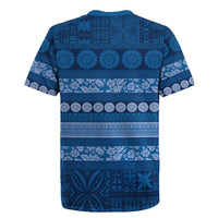 Fiji Marau na Kerisimasi Rugby Jersey Blue Tapa Masi Inspired Christmas LT9 - Polynesian Pride