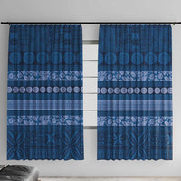 Fiji Marau na Kerisimasi Window Curtain Blue Tapa Masi Inspired Christmas - Polynesian Pride