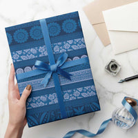 Fiji Marau na Kerisimasi Wrapping Paper Blue Tapa Masi Inspired Christmas - Polynesian Pride