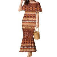Fiji Marau na Kerisimasi Family Matching Mermaid Dress and Hawaiian Shirt Gold Tapa Masi Inspired Christmas - Polynesian Pride