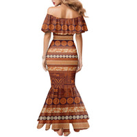 Fiji Marau na Kerisimasi Family Matching Mermaid Dress and Hawaiian Shirt Gold Tapa Masi Inspired Christmas - Polynesian Pride