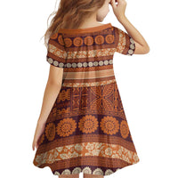 Fiji Marau na Kerisimasi Family Matching Off Shoulder Maxi Dress and Hawaiian Shirt Gold Tapa Masi Inspired Christmas - Polynesian Pride