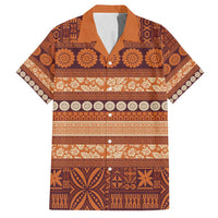 Fiji Marau na Kerisimasi Family Matching Off Shoulder Short Dress and Hawaiian Shirt Gold Tapa Masi Inspired Christmas - Polynesian Pride