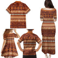 Fiji Marau na Kerisimasi Family Matching Puletasi and Hawaiian Shirt Gold Tapa Masi Inspired Christmas - Polynesian Pride