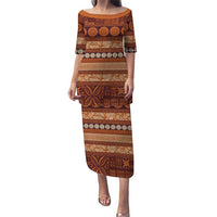 Fiji Marau na Kerisimasi Family Matching Puletasi and Hawaiian Shirt Gold Tapa Masi Inspired Christmas - Polynesian Pride