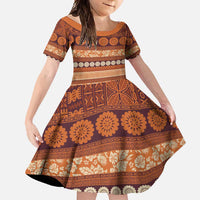 Fiji Marau na Kerisimasi Family Matching Short Sleeve Bodycon Dress and Hawaiian Shirt Gold Tapa Masi Inspired Christmas - Polynesian Pride