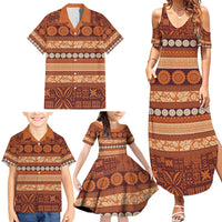 Fiji Marau na Kerisimasi Family Matching Summer Maxi Dress and Hawaiian Shirt Gold Tapa Masi Inspired Christmas - Polynesian Pride