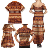 Fiji Marau na Kerisimasi Family Matching Summer Maxi Dress and Hawaiian Shirt Gold Tapa Masi Inspired Christmas - Polynesian Pride