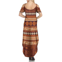 Fiji Marau na Kerisimasi Family Matching Summer Maxi Dress and Hawaiian Shirt Gold Tapa Masi Inspired Christmas - Polynesian Pride