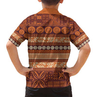 Fiji Marau na Kerisimasi Kid Hawaiian Shirt Gold Tapa Masi Inspired Christmas LT9 - Polynesian Pride