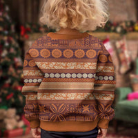 Fiji Marau na Kerisimasi Kid Ugly Christmas Sweater Gold Tapa Masi Inspired Christmas - Polynesian Pride