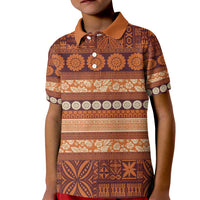 Fiji Marau na Kerisimasi Kid Polo Shirt Gold Tapa Masi Inspired Christmas - Polynesian Pride