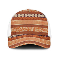 Fiji Marau na Kerisimasi Mesh Trucker Cap Gold Tapa Masi Inspired Christmas - Polynesian Pride