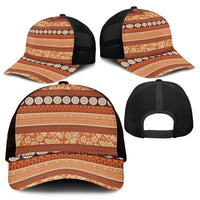 Fiji Marau na Kerisimasi Mesh Trucker Cap Gold Tapa Masi Inspired Christmas - Polynesian Pride