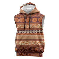 Fiji Marau na Kerisimasi Sleeveless Hoodie Gold Tapa Masi Inspired Christmas - Polynesian Pride