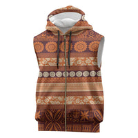 Fiji Marau na Kerisimasi Sleeveless Zip Hoodie Gold Tapa Masi Inspired Christmas LT9 Gold - Polynesian Pride