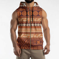 Fiji Marau na Kerisimasi Sleeveless Zip Hoodie Gold Tapa Masi Inspired Christmas LT9 - Polynesian Pride