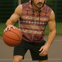 Fiji Marau na Kerisimasi Sleeveless Zip Hoodie Gold Tapa Masi Inspired Christmas LT9 - Polynesian Pride