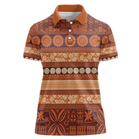 Fiji Marau na Kerisimasi Women Polo Shirt Gold Tapa Masi Inspired Christmas - Polynesian Pride