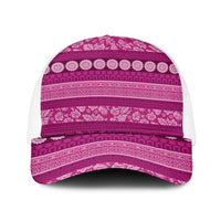 Fiji Marau na Kerisimasi Baseball Net Cap Pink Tapa Masi Inspired Christmas - Polynesian Pride