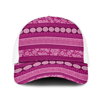 Fiji Marau na Kerisimasi Baseball Net Cap Pink Tapa Masi Inspired Christmas - Polynesian Pride
