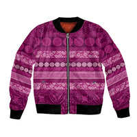 Fiji Marau na Kerisimasi Bomber Jacket Pink Tapa Masi Inspired Christmas - Polynesian Pride