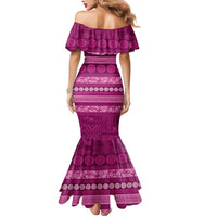 Fiji Marau na Kerisimasi Family Matching Mermaid Dress and Hawaiian Shirt Pink Tapa Masi Inspired Christmas - Polynesian Pride
