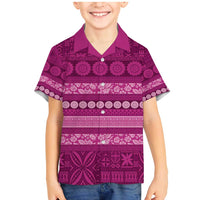 Fiji Marau na Kerisimasi Family Matching Mermaid Dress and Hawaiian Shirt Pink Tapa Masi Inspired Christmas - Polynesian Pride