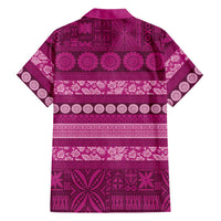 Fiji Marau na Kerisimasi Family Matching Off The Shoulder Long Sleeve Dress and Hawaiian Shirt Pink Tapa Masi Inspired Christmas - Polynesian Pride