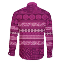 Fiji Marau na Kerisimasi Family Matching Off The Shoulder Long Sleeve Dress and Hawaiian Shirt Pink Tapa Masi Inspired Christmas - Polynesian Pride