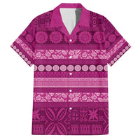Fiji Marau na Kerisimasi Family Matching Off Shoulder Maxi Dress and Hawaiian Shirt Pink Tapa Masi Inspired Christmas - Polynesian Pride