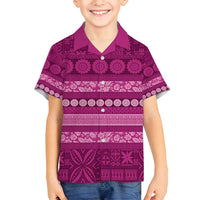 Fiji Marau na Kerisimasi Family Matching Off Shoulder Maxi Dress and Hawaiian Shirt Pink Tapa Masi Inspired Christmas - Polynesian Pride