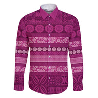 Fiji Marau na Kerisimasi Family Matching Off Shoulder Short Dress and Hawaiian Shirt Pink Tapa Masi Inspired Christmas - Polynesian Pride